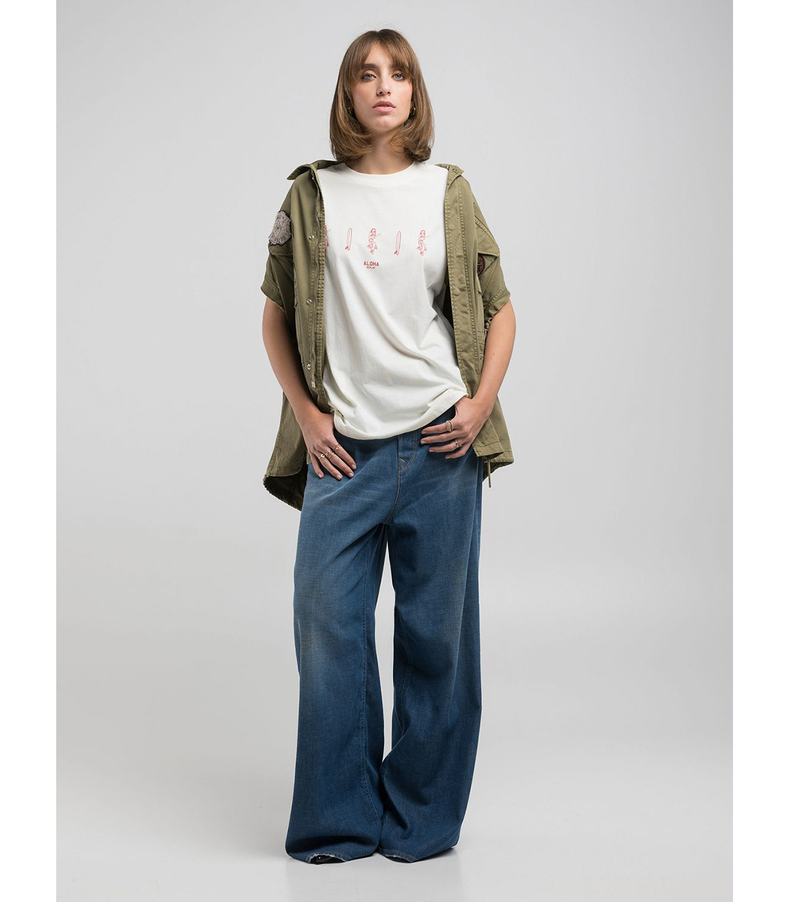 ボーイフィットコットンジャージーALOHAプリントTシャツ 詳細画像 バターホワイト 3